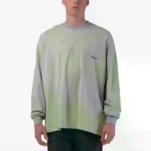 Bonsai Italy Gradient Effect Oversized Long Sleeve Tee in Lime Lilac Size M